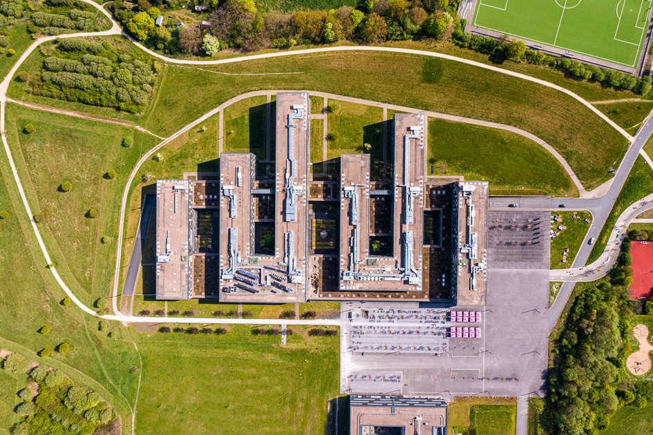 HSBI - Der Campus Bielefeld ist aus der Vogelperspektive zu sehen.